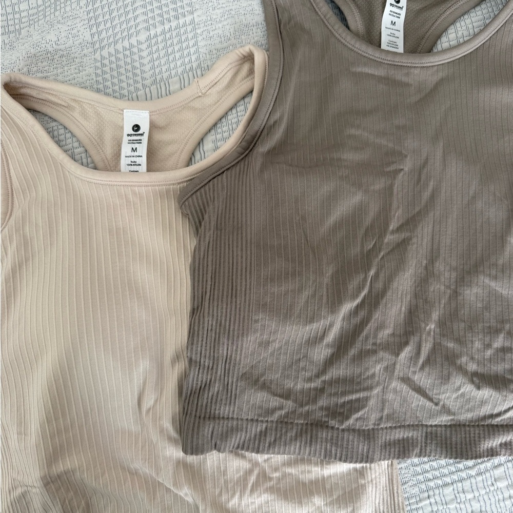 Ribbed Tank Tops in Beige & Taupe 2 Pack